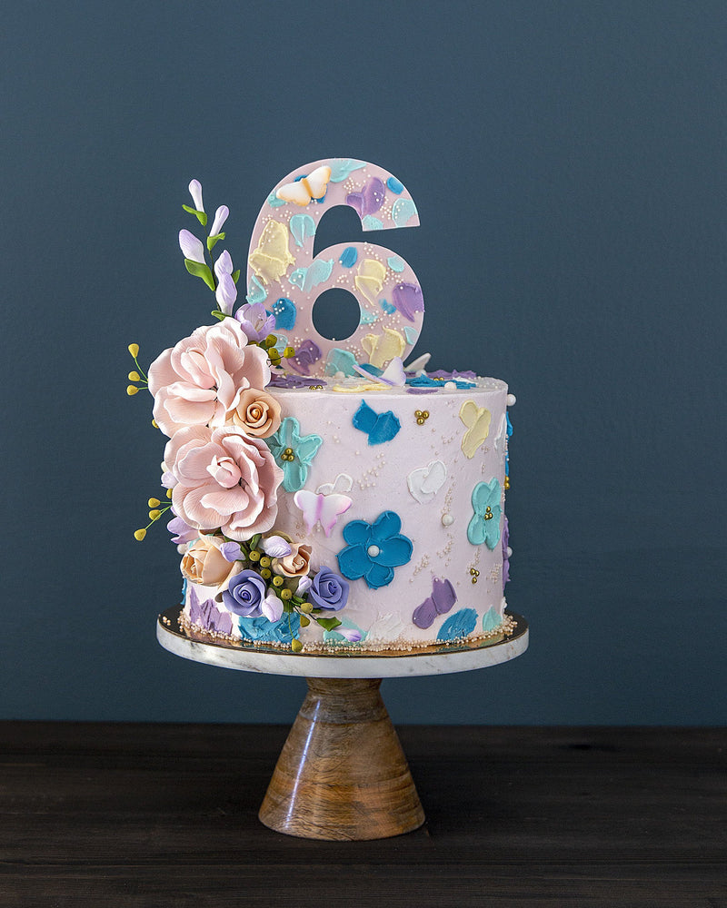 Pastel Floral Smear Cake Elegant Temptations Bakery