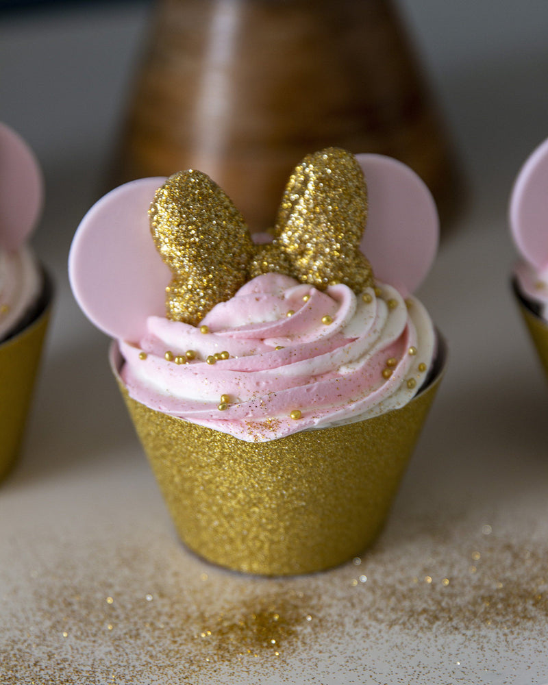 1/2 Dozen Minnie Pink + Gold Cupcakes Cake Elegant Temptations Bakery